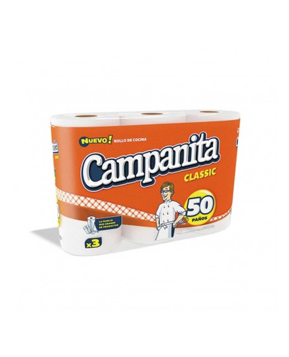 Rollo de Cocina Campanita Classic 3x50 Paños